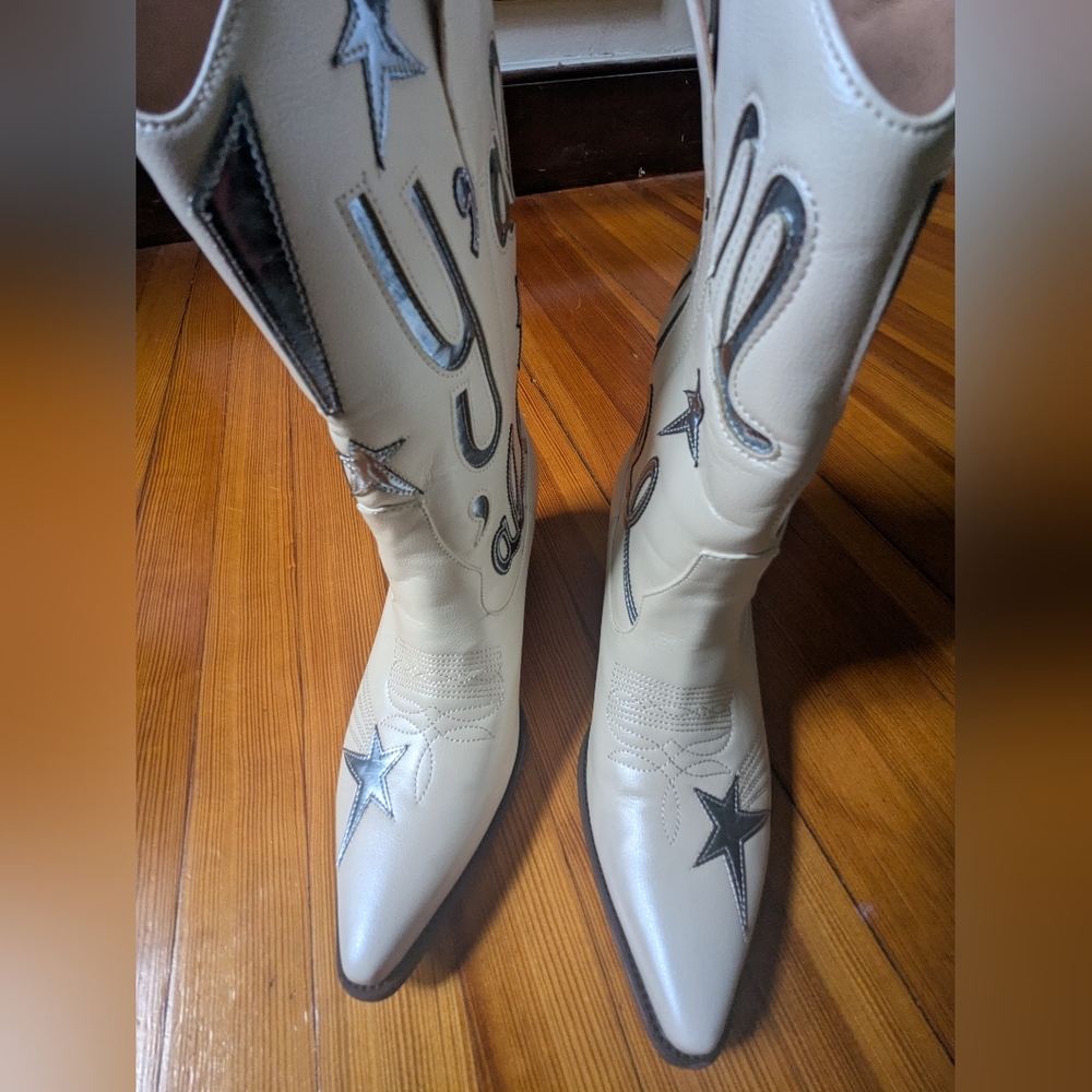 Cream and Blue Western Boots - Picture 4 of 4